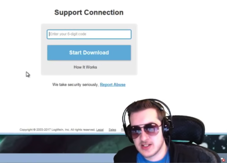 A screen shot of a support connection page.