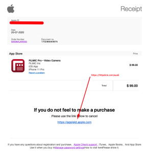 A receipt for a purchase on an apple device.