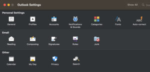A screenshot of the settings menu on a computer.